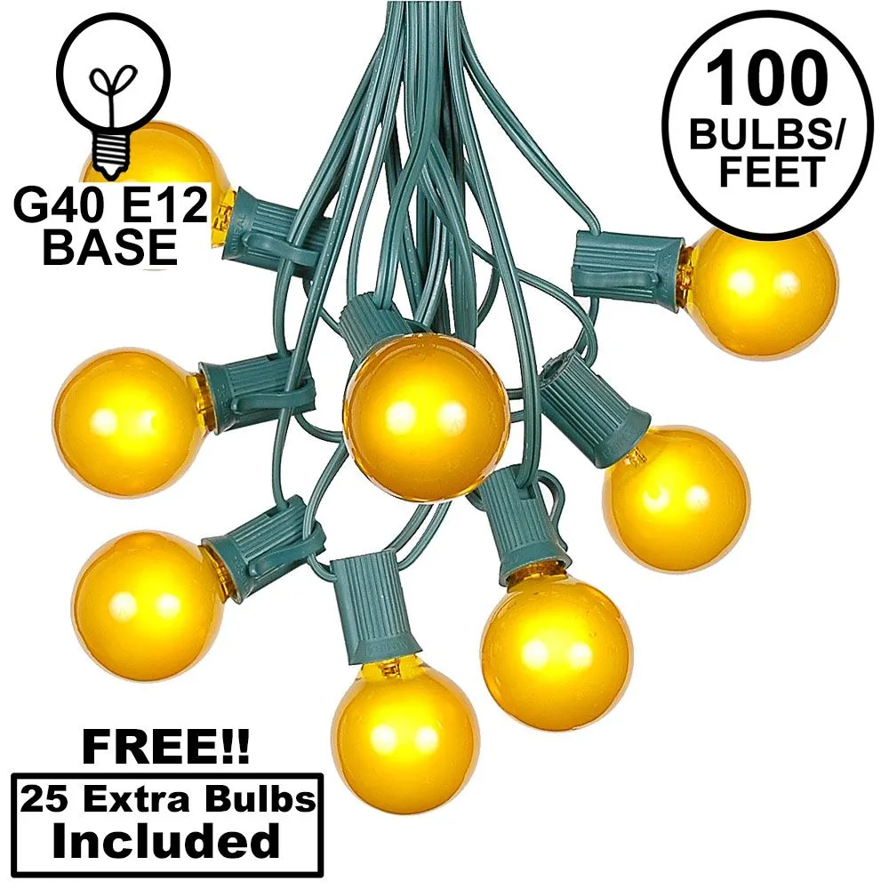 100 G40 Globe String Light Set With Yellow Bulbs On Green Wire 7 100 G40 Globe String Light Set With Yellow Bulbs On Green Wire - Image 7