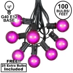 100 G40 Globe String Light Set With Purple Bulbs On Black Wire