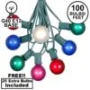 100 G40 Globe String Light Set With Multi Colored Bulbs On Green Wire