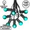 100 G30 Globe String Light Set With Green Satin Bulbs On Black Wire
