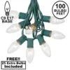 100 C9 Christmas Light Set - Clear Bulbs - Green Wire