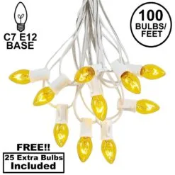 Holiday Lights Sales 42 100 C7 String Light Set With Yellow Bulbs On White Wire