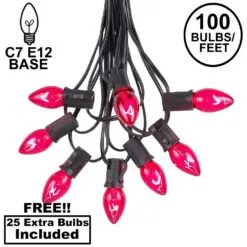 Holiday Lights Sales 44 100 C7 String Light Set With Pink Bulbs On Black Wire