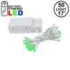 50 LED Battery Operated Lights Green On White Wire