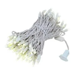 Commercial Grade Wide Angle 100 LED Warm White 50' Long On White Wire -Holiday Lights Sales 0023031 commercial grade wide angle 100 led warm white 50 long on white wire