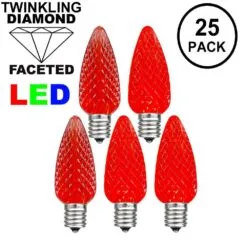 Twinkle Red C9 LED Replacement Bulbs 25 Pack
