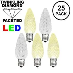 Twinkle Warm White C9 LED Replacement Bulbs 25 Pack