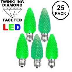 Twinkle Green C9 LED Replacement Bulbs 25 Pack