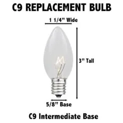 Yellow Twinkle C9 Bulbs 7 Watt Replacement Lamps 25 Pack -Holiday Lights Sales 0023643 yellow twinkle c9 bulbs 7 watt replacement lamps 25 pack