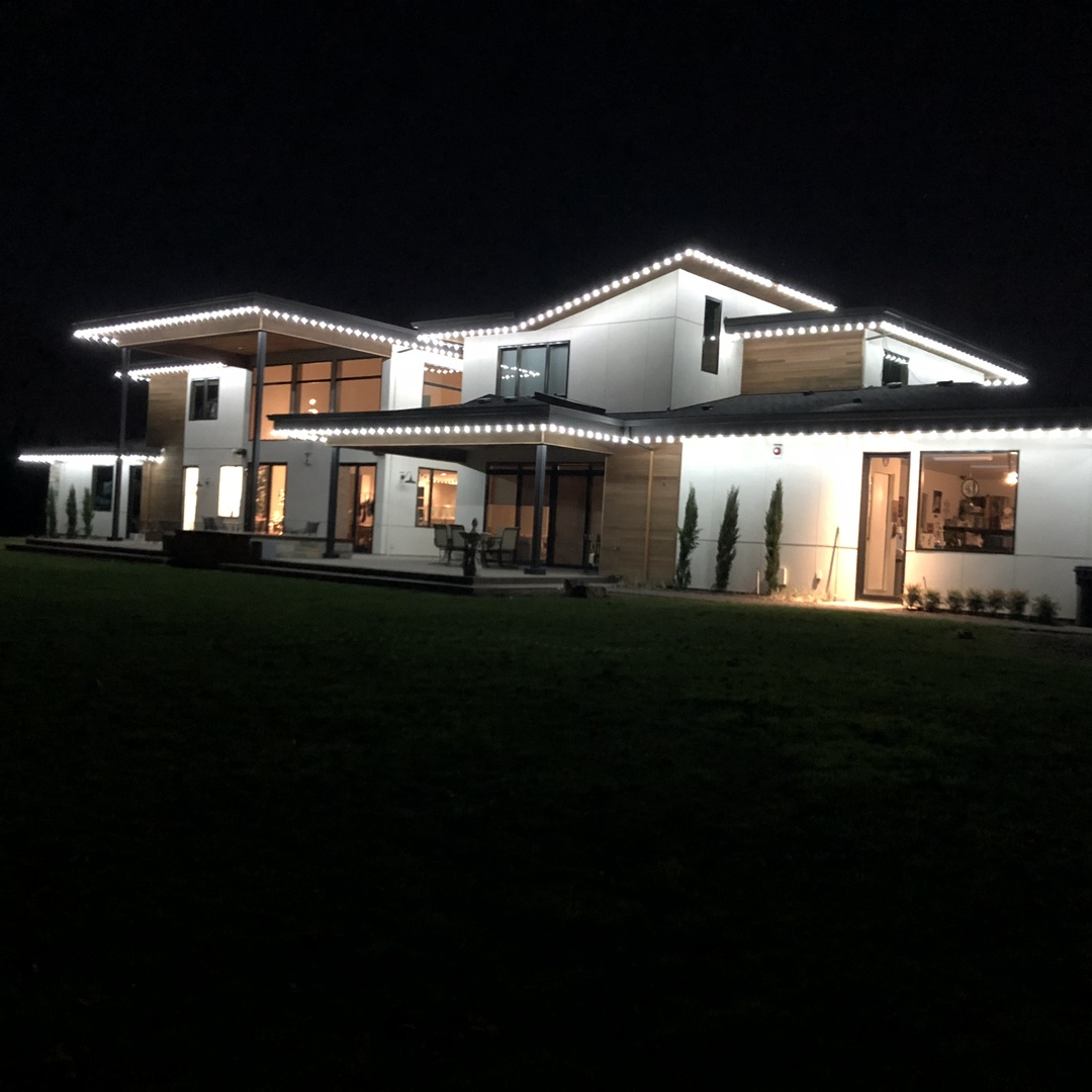 25 Light String Set With Pure White LED C7 Bulbs On Black Wire 2 25 Light String Set With Pure White LED C7 Bulbs On Black Wire - Image 2