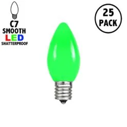 C7 - Green - Ceramic (plastic) LED Replacement Bulbs - 25 Pack