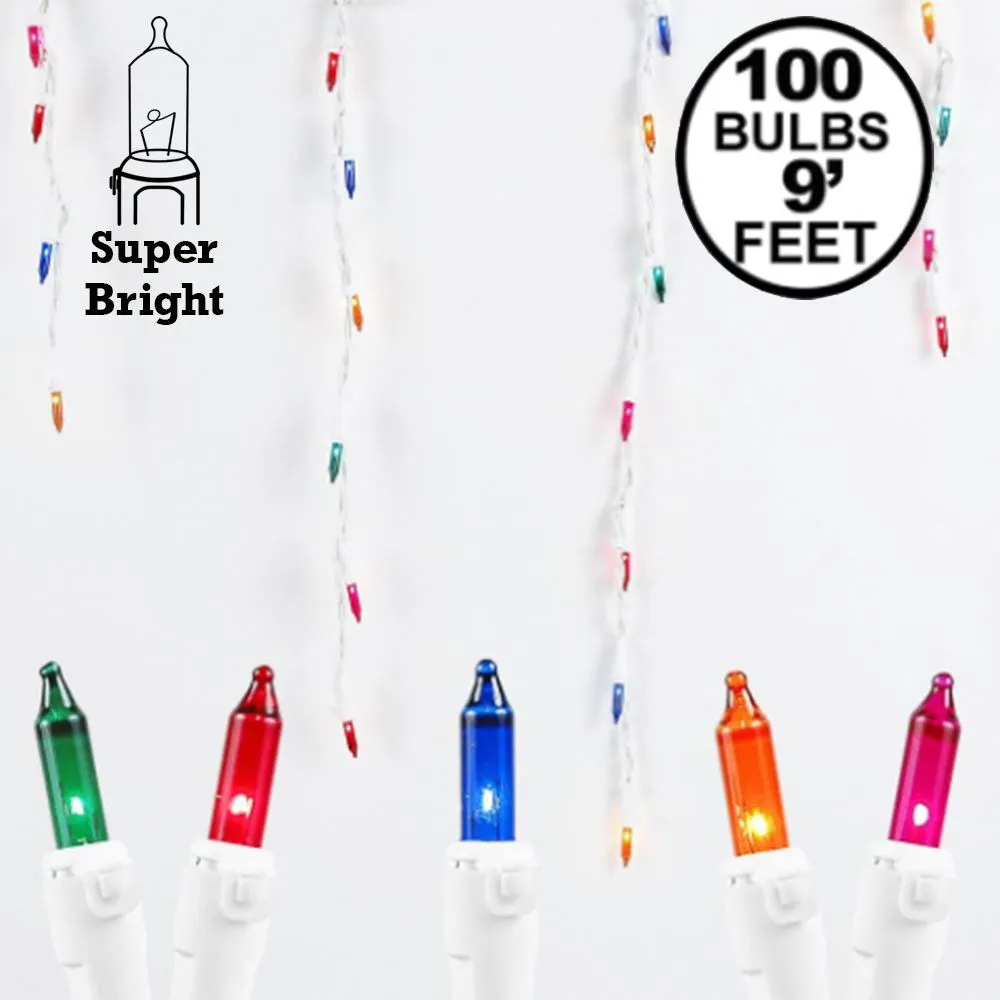 Multi 100 Light Icicle Lights White Wire Medium Drops 1 Multi 100 Light Icicle Lights White Wire Medium Drops