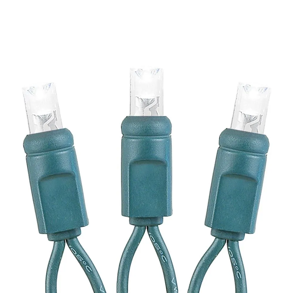 50 LED Pure White LED Christmas Lights 11' Long On Green Wire 3 50 LED Pure White LED Christmas Lights 11' Long On Green Wire - Image 3