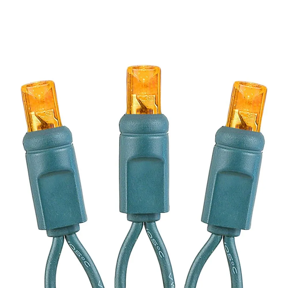 Commercial Grade Wide Angle 50 LED Amber 25' Long On Green Wire 3 Commercial Grade Wide Angle 50 LED Amber 25' Long On Green Wire - Image 3