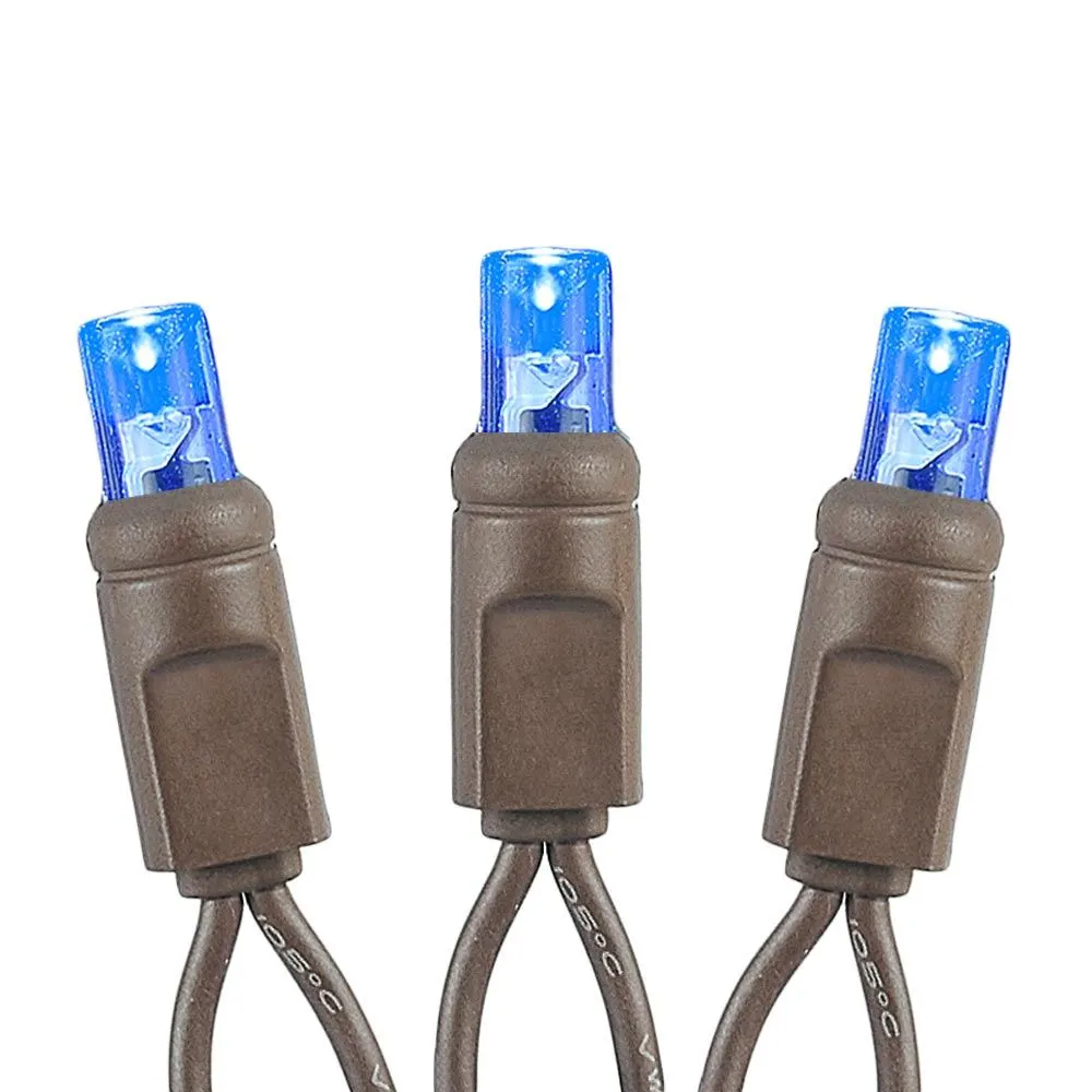50 LED Blue LED Christmas Lights 11' Long On Brown Wire 4 50 LED Blue LED Christmas Lights 11' Long On Brown Wire - Image 4