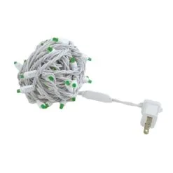 Commercial Grade Wide Angle 50 LED Green 25' Long On White Wire -Holiday Lights Sales 0026670 commercial grade wide angle 50 led green 25 long on white wire
