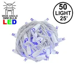 Commercial Grade Wide Angle 50 LED Purple 25' Long White Wire