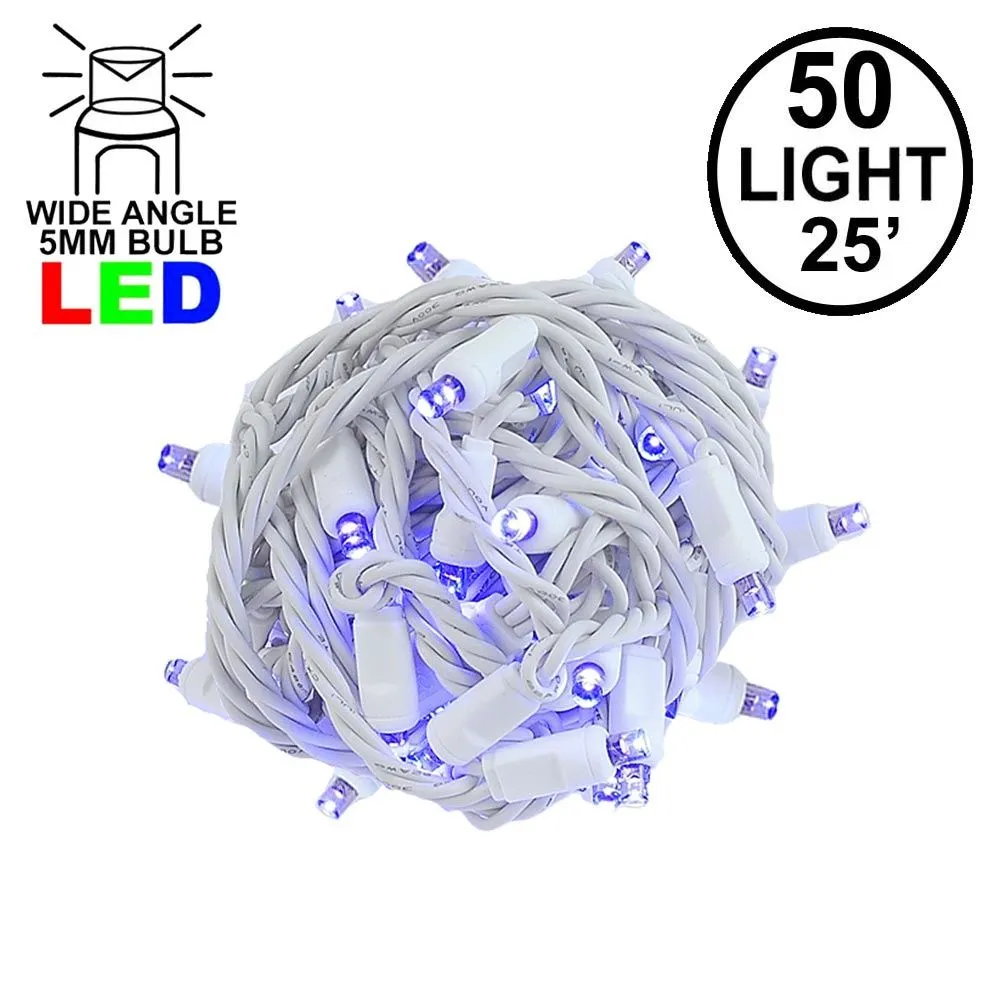 Commercial Grade Wide Angle 50 LED Purple 25' Long White Wire 1 Commercial Grade Wide Angle 50 LED Purple 25' Long White Wire