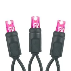 Commercial Grade Wide Angle 50 LED Pink 25' Long On Black Wire -Holiday Lights Sales 0026760 commercial grade wide angle 50 led pink 25 long on black wire