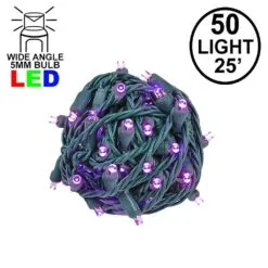 Commercial Grade Wide Angle 50 LED Purple 25' Long On Green Wire