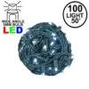 Commercial Grade Wide Angle 100 LED Pure White 50' Long On Green Wire