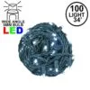 Commercial Grade Wide Angle 100 LED Pure White 34' Long On Green Wire