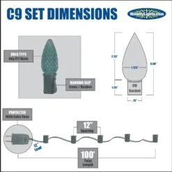 100 C9 Christmas Light Set - Yellow Bulbs - White Wire -Holiday Lights Sales 0029424 100 c9 christmas light set yellow bulbs white wire