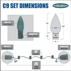25 Light String Set With Red LED C9 Bulbs On Black Wire 14 25 Light String Set With Red LED C9 Bulbs On Black Wire -Holiday Lights Sales 0029583 25 light string set with red led c9 bulbs on black wire