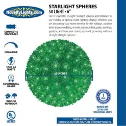 Silver 50 Light Mini Starlight Sphere 6" -Holiday Lights Sales 0029634 silver 50 light mini starlight sphere 6