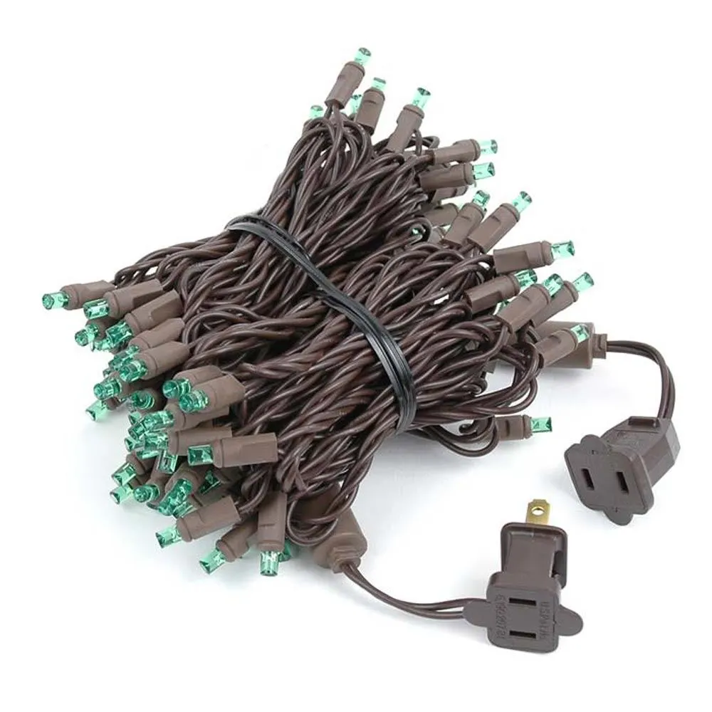 Commercial Grade Wide Angle 100 LED Green 34' Long On Brown Wire 7 Commercial Grade Wide Angle 100 LED Green 34' Long On Brown Wire - Image 7