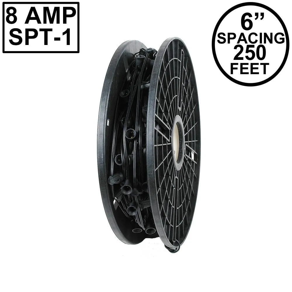 Novelty Lights C7 250 Spool 6" Spacing 8 Amp Black Wire 1 Novelty Lights C7 250 Spool 6" Spacing 8 Amp Black Wire