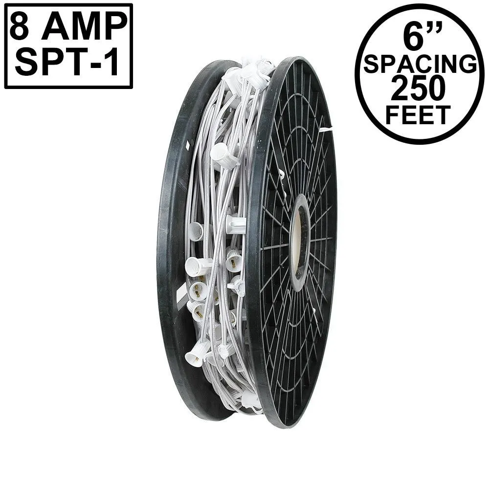Novelty Lights C7 250 Spool 6" Spacing 8 Amp White Wire 1 Novelty Lights C7 250 Spool 6" Spacing 8 Amp White Wire
