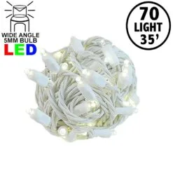 Commercial Grade Wide Angle 70 LED Warm White 35.5' Long On White Wire