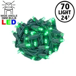 Commercial Grade Wide Angle 70 LED Green 24' Long On Green Wire