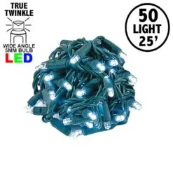 *NEW* True Twinkle LED Christmas Lights 50 LED Pure White 25' Long Green Wire
