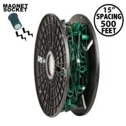 C9 Magnetic 500' Spool 15" Spacing Green Wire