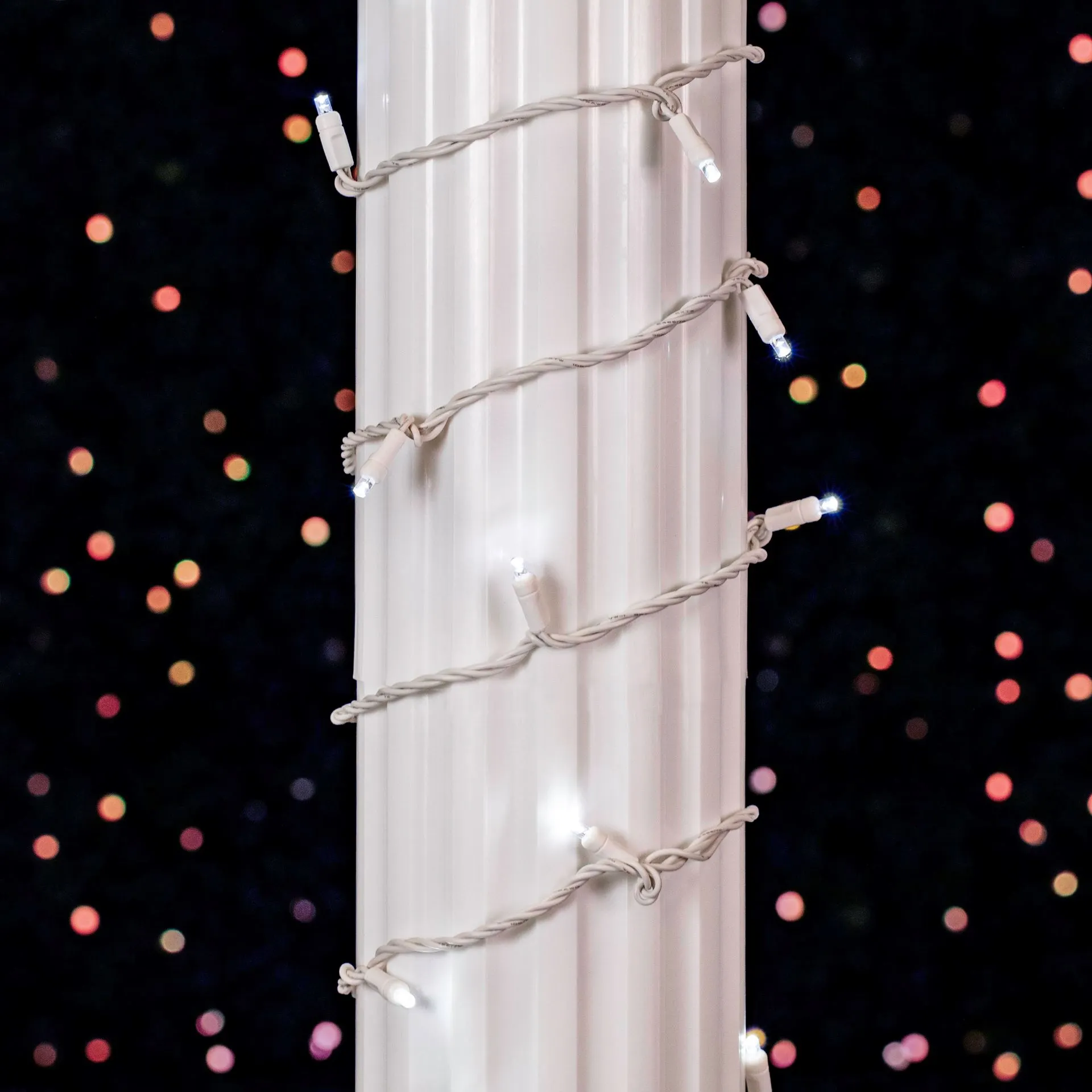 Commercial Grade Wide Angle 70 LED Pure White 24' Long On White Wire 5 Commercial Grade Wide Angle 70 LED Pure White 24' Long On White Wire - Image 5