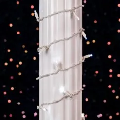 50 LED Pure White LED Christmas Lights 11' Long On White Wire -Holiday Lights Sales 0032094 50 led pure white led christmas lights 11 long on white wire