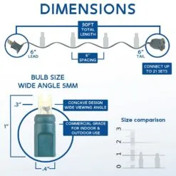 Commercial Grade Wide Angle 100 LED Pure White 50' Long On Green Wire -Holiday Lights Sales 0032425 commercial grade wide angle 100 led pure white 50 long on green wire