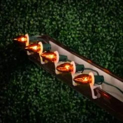 100 C9 Christmas Light Set - Orange Bulbs - Green Wire 15 100 C9 Christmas Light Set - Orange Bulbs - Green Wire -Holiday Lights Sales 0032775 100 c9 christmas light set orange bulbs green wire