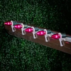 Pink Smooth Glass C9 LED Bulbs - 25pk -Holiday Lights Sales 0032887 pink smooth glass c9 led bulbs 25pk