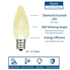 Warm White C9 LED Replacement Bulbs 25 Pack -Holiday Lights Sales 0032901 warm white c9 led replacement bulbs 25 pack