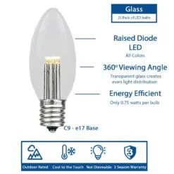 Warm White Smooth Glass C9 LED Bulbs - 25pk 13 Warm White Smooth Glass C9 LED Bulbs - 25pk -Holiday Lights Sales 0032915 warm white smooth glass c9 led bulbs 25pk
