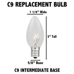 C9 - Yellow - Ceramic (plastic) LED Replacement Bulbs - 25 Pack -Holiday Lights Sales 0032969 c9 yellow ceramic plastic led replacement bulbs 25 pack