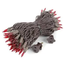 Red Christmas Mini Lights 100 Light 50 Feet Long On Brown Wire -Holiday Lights Sales 0033061 red christmas mini lights 100 light 50 feet long on brown wire