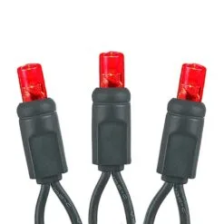 50 LED Red LED Christmas Lights 11' Long On Black Wire -Holiday Lights Sales 0033143 50 led red led christmas lights 11 long on black wire
