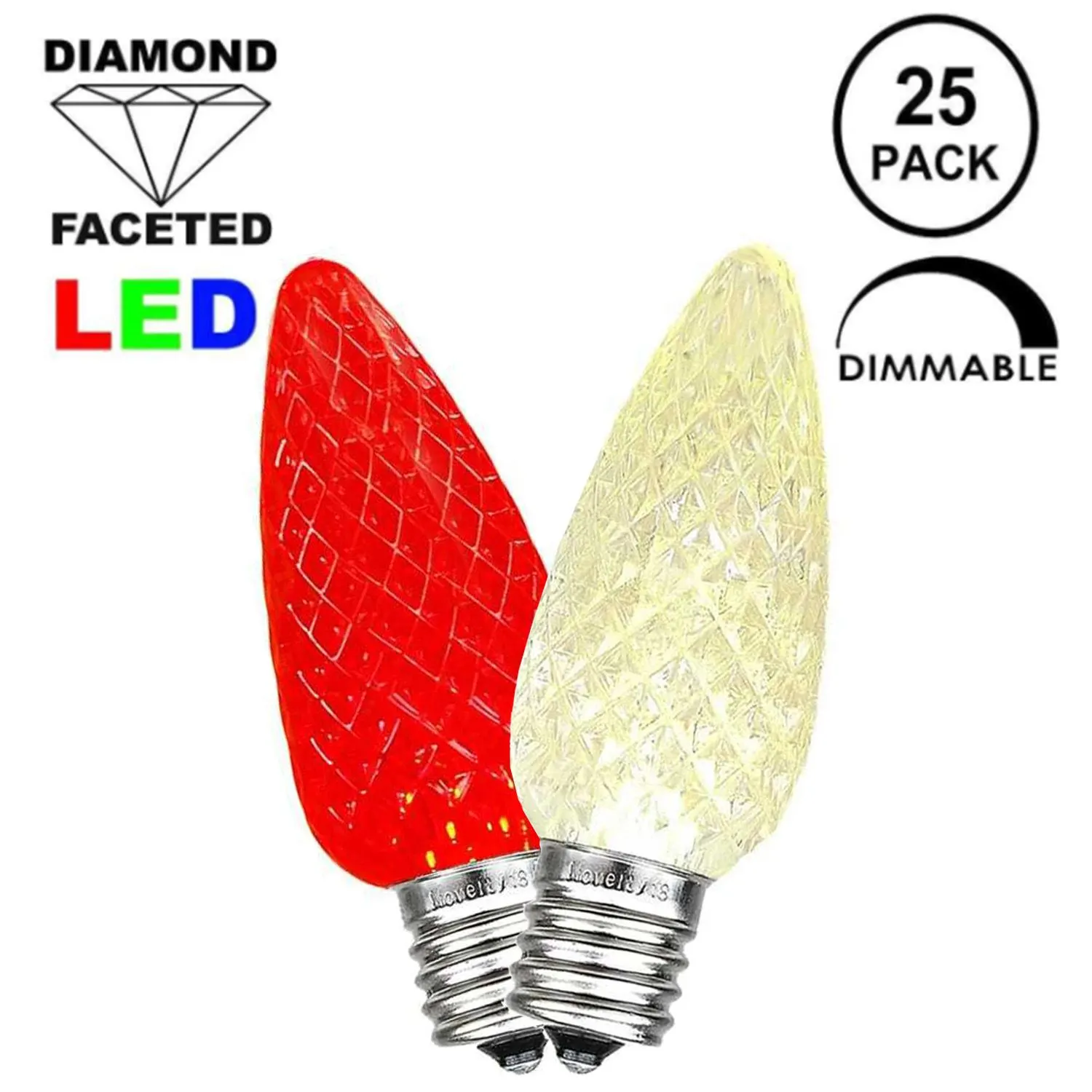 Red/Warm White C9 LED Replacement Bulbs 25 Pack 1 Red/Warm White C9 LED Replacement Bulbs 25 Pack