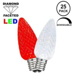 Red/Pure White C9 LED Replacement Bulbs 25 Pack