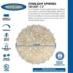 Clear 100 Light Starlight Sphere 7.5" 10 Clear 100 Light Starlight Sphere 7.5" -Holiday Lights Sales 0033661 clear 100 light starlight sphere 75