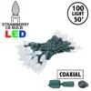 Coaxial Pure White 100 LED C6 Strawberry Mini Lights Commercial Grade On Green Wire